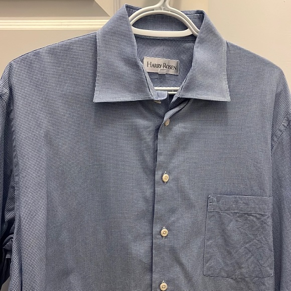 Harry Rosen Blue Gingham Dress Shirt - Picture 2 of 3